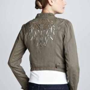 Free People Army Cropped Cut Out Moto Jacket